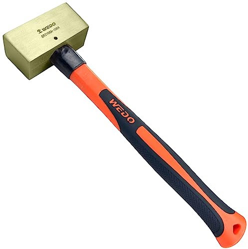WEDO Brass Flat Hammer 3000g(7lb), Sledge Hammer with Fiberglass Handle, Length 700mm(28), Die-Forged, Corrosion Resistant