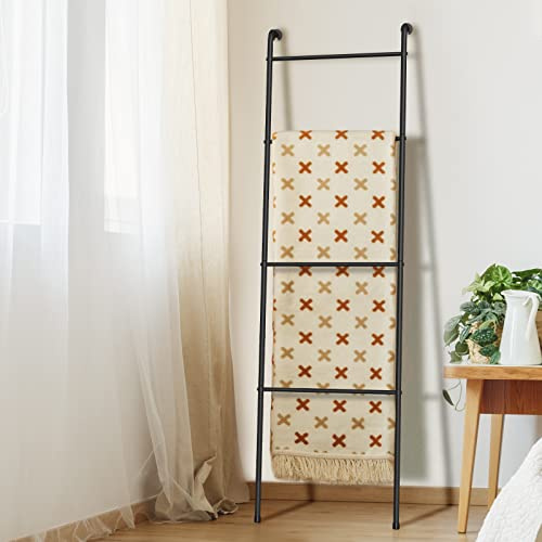 ABQ Porte-Serviettes d'extérieur en Forme d'échelle pour Piscine, Support décoratif en métal pour Salon, Salle de Bain, Noir