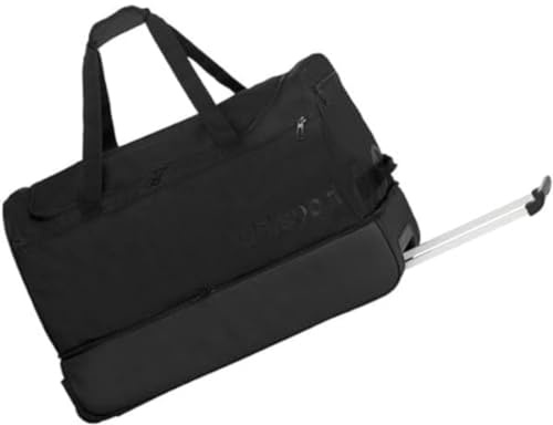 uhlsport Essential 90 litros Travel Trolley Bolsa de Deporte con Ruedas Trolley con asa Fútbol Balonmano - con Compartimento Inferior - Negro