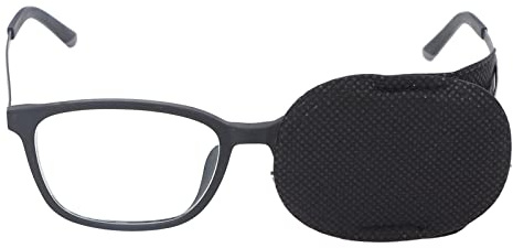 6 Stück Augenklappen für Erwachsene & , Brillen-Augenklappe zur Amblyopie- und Strabismus-Korrektur, Vliesstoff, beide Augen (mittlere Größe, Reines Schwarz)