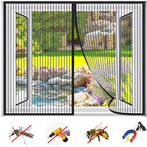 Mosquitera Ventana Magnetica, Adsorción Magnética Automático Anti Mosquito Insecto Cortina Mosquitera Instalar Sin Taladrar, para Sala de Estar Balcón Patio-Black|| 31x31inch(80x80cm)
