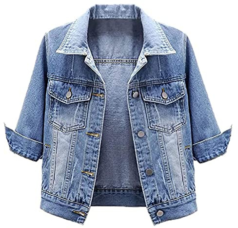 BeerMmay Giacca di jeans a maniche corte da donna Giacca di jeans corta con risvolto casual Capispalla casual a coste