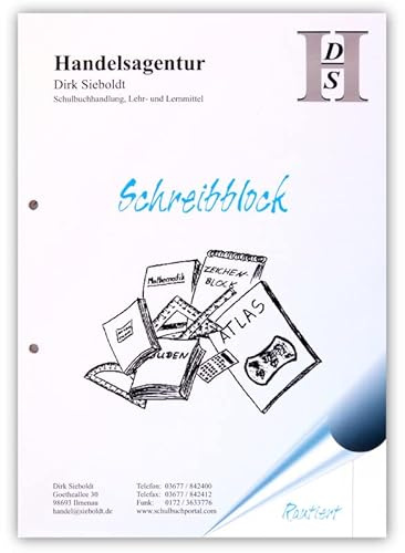 Handelsagentur Sieboldt A4 Schreibblock für die Grundschule, 80g/qm, gelocht (rautiert / 8F)