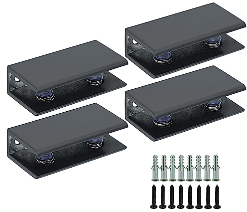 Alise Glasregalhalterung, verstellbare Duschhalterungen, strapazierfähig, rechteckig, Klemmhalter für 6–10 mm Glasregale, Wandhalterungsklemmen, Clip, Stützplatte, Hardware, Ersatzteile, Schwarz (4