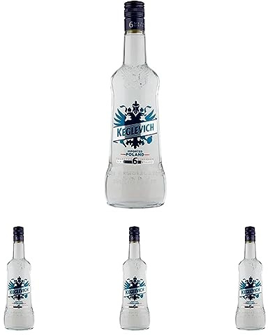 Keglevich Vodka, Vodka di Puro Grano, Imported from Poland, 6 Distillazioni, 38%, 0,7 lt (Confezione da 4)