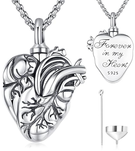 Friggem Collana Croce Urna per Ceneri in Argento Sterling,Albero della vita Gioielli Commemorativi per Uomo Donne, Ciondolo Ceneri Crematorio Cane Gatto