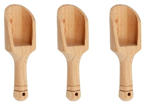 Tabanzhe 3-Piece Mini Handheld Wooden Salt Spoon Set - Versatile Natural Wooden Spoons for Bath Salts, Candies, Honey, Spices, Sugar, and Tea Powders, Your Everyday Kitchen Companions