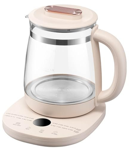 ZORZA Hervidor de Agua Eléctrico 1,8 L/1,5L,Hervidor Eléctrico de Vidrio,Hervidor Termostático Multifuncional inteligentee,Hervidor de Tiempo Reservable,para Té, Café,Leche,Rosado,1.8L