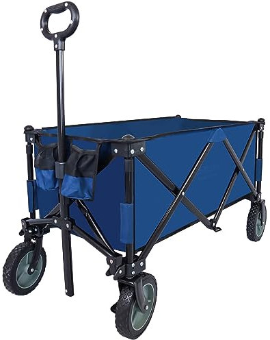 Robuster Gartenwagen mit 17,8 cm (7 Zoll), 360° drehbaren Reifen, Verstellbarer Griff, 102 kg Tragkraft, zusammenklappbar, zusammenklappbar