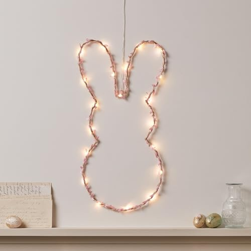 Lights4fun LED Micro Osterhase Silhouette warmweiß Timer Batterie Osterdeko Fensterbild Ostern