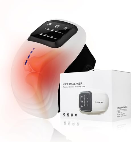 LIARTY Knie massagegerät Gelenkschmerzlinderung 3 Wärmestufen, Rotlicht-Kniemassagegerät, Kabelloses Kniemassagegerät mit Wärme und Vibrationsmassage Zur Linderung,black
