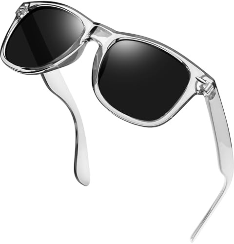 Joopin Fashion Square Solglasögon Herr Polariserade Retro Rektangulära Solglasögon UV400 Dam Spegel Stor Polarized Sunglasses for Men and Women för Utomhus Vandring Fiske Golf Grey Ram Grå Linse