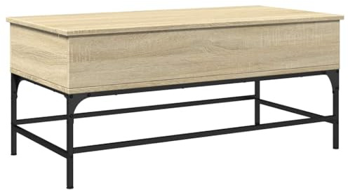 vidaXL Mesa de Centro Madera ingeniería Metal Roble Sonoma 100x50x45cm