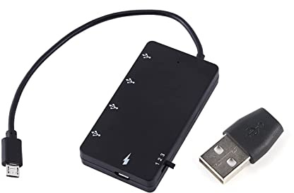 Beufee Adaptateur Micro USB Hub OTG, Hub Micro USB 4 Ports Hub Micro USB Hub Alimenté par USB USB 2.0 OTG 4 Ports USB 2.0 Hub De Données pour Smartphone Et Tablette