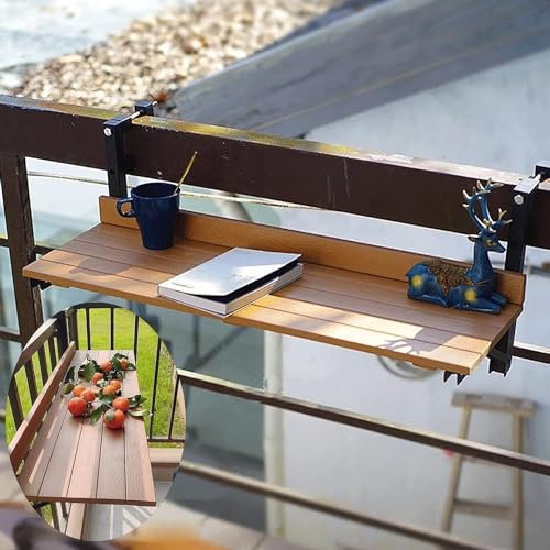 Kanduo Balkontisch hängend Balkon-Stehtisch for Geländer, an der Wand montierter Terrassen-Beistelltisch, Garten-Beistelltisch, hängender Balkon-Esstisch Externer Beistelltisch
