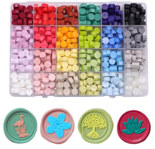 Ioggtser Wachs-Siegel-Perlen-Set - 24 Farben, 600 Stück für Wachs-Siegel-Stempel (24 Garden Colors Series)