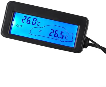 QOXEZY Thermomètre intérieur et extérieur de voiture 12 V avec écran LCD numérique (bleu)