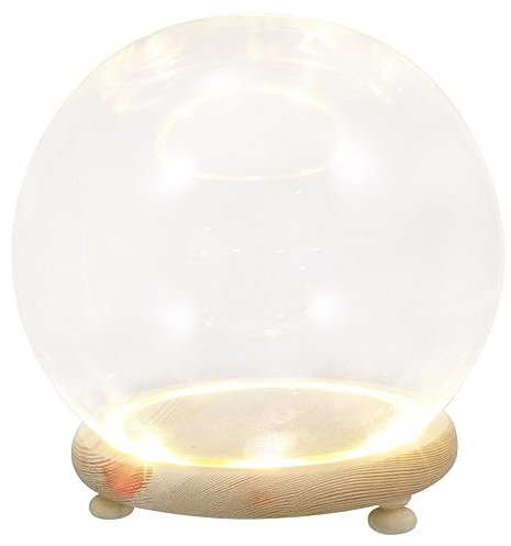 ANDRESLAD Luminous Glass Dome Display Case Wooden Base 10cm Preserved Flower Protective Cover Home Decoration Desktop Adornment