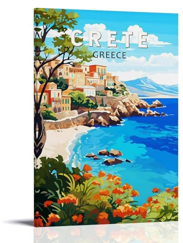 ouweri Kreta, Griechenland, Vintage-Reiseposter, Leinwand, Gemälde, Wandkunst, dekoratives Bild, Drucke, moderne Dekoration, 40 x 60 cm