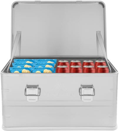 Ciounmb 50L Aluminium Campingbox: Aufbewahrungsbox mit Deckel und Handgriff, organisatorisches Zubehör für Outdoor, Camping und Kofferraum (Silber)