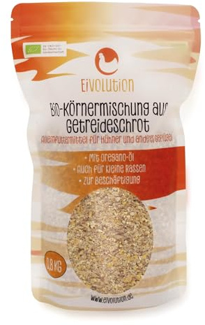 Eivolution Bio-Körnermischung aus Getreideschrot mit Oregano-Öl - Naturland Zertifiziert - 3 kg - Für Hühner, Wachteln, andere Geflügel
