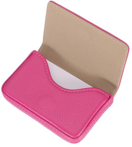 QUARKZMAN Portatarjetas, Estuche de Tarjetas de Visita de Cuero PU con Cierre Magnético para Hombre y Mujer, Rojo Rosado