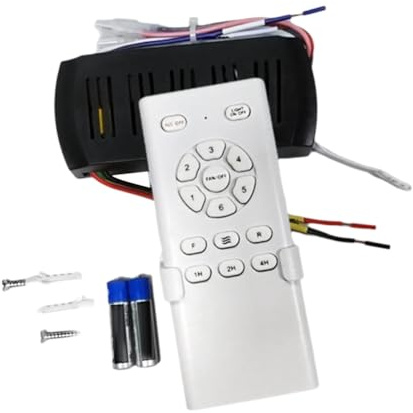 Sunmeit Kit di controllo remoto per ventilatore a soffitto con conversione di frequenza, controller della luce con ricevitore ad alta tensione a 6 velocità per luce ventilatore a soffitto