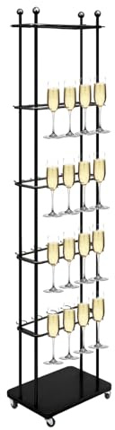 PINYELIN 5 Tiers Champagne Tower Stand, Floor Standing Drinks Tower Champagne Display Stand, 40 Wine Glass Rack for Wedding and Party