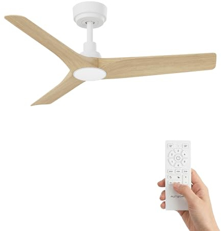 AUTODAY Ventilador de techo 106 cm con iluminación LED, efecto madera