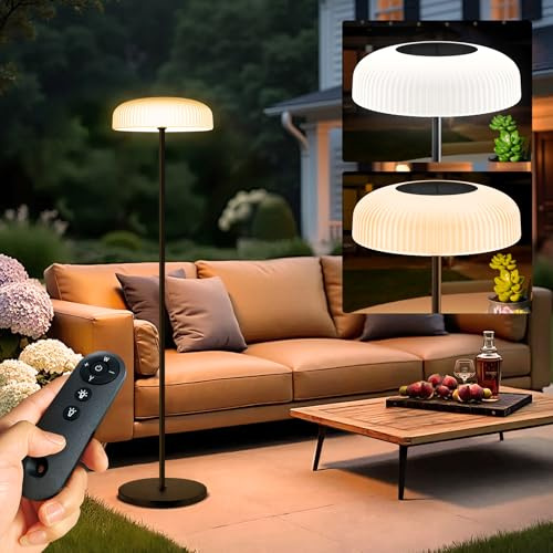 Solar Stehlampe Outdoor , USB Aufladbar LED Solarlampen für innen 150cm | Gestensteuerung, 10 Helligkeitsstufen, 2 Farbtemperaturen Wasserdicht Stehlampe Außen Für Garten Terrasse Innenbereich Dekor