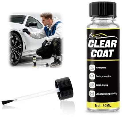 Pintura Coche, 30ML Laca Transparente, Reutilizable para Pequeños Daños | Aplicación con Pincel, Curado Rápido, Capa Impermeable, Reparar Rayones Leves en Coches, Metales y Otras Superficies