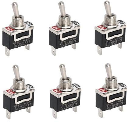 6 Interruptores 12V, Interruptor de Palanca 2 Polos, 15A 250V