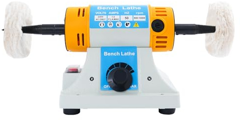 320W Bench Polisher Buffer Machine, Bench Buffer, Variable Speed 800-10000RPM Jewelry Polishing Machine with 2 Cloth Wheels and Tapered Spindles, Tabletop Buffer, for Jade, Wood, Metal, Amber, Crafts