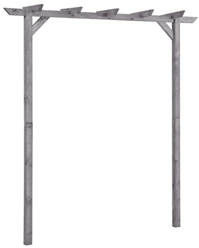 Ziaphsol Pérgola de madera de pino impregnada para jardín, color gris, 200 x 40 x 205 cm, con 2 postes para rosas Clematis y hiedra en el pabellón de jardín