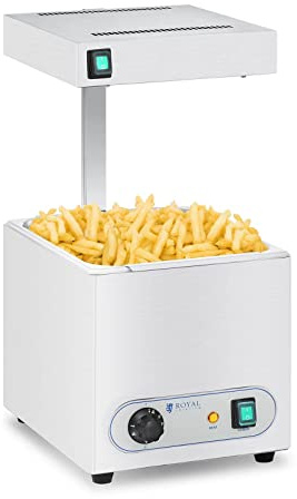 Royal Catering Pommeswärmer GN 1/2 Speisenwärmer mit Wärmebrücke (850 W, Ober- und Unterhitze, 30-90 °C, Edelstahl, Thermostat)