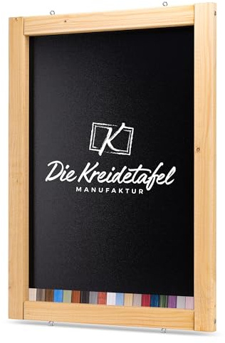 Rustikale Tafel Kreidetafel Wandtafel Küchentafel mit Holzrahmen zur Beschriftung mit Kreide im Landhausstil in verschiedenen Größen und Farben (Eiche, 50x70cm)