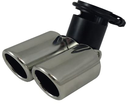 Auspuffendrohr Edelstahl - verstellbar - doppelt rund - 132mm breit - Anschluss 45-58mm