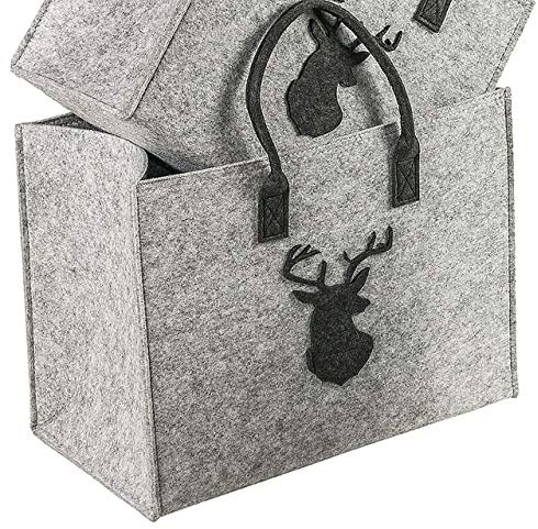LA FIORE 24 Hochw. Filztasche Einkaufstasche Shopper Festival Hirsch Groß 42 x 22 x 33 cm