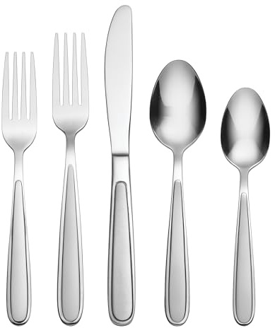 Oneida Jordan 20 Piece Everyday, Service for 4 Flatware, 10.4 inches, Silverware Set