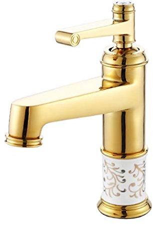 Tubayia Vintage Einhebel Wasserhahn Bad Armatur Waschtischarmatur für Badezimmer, Toilette, Küche usw (Goldene 21cm)