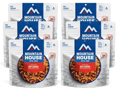 Mountain House Beef Lasagna Freeze-Dried Food for Camping, 12 Servings, 30-Year Shelf-Life