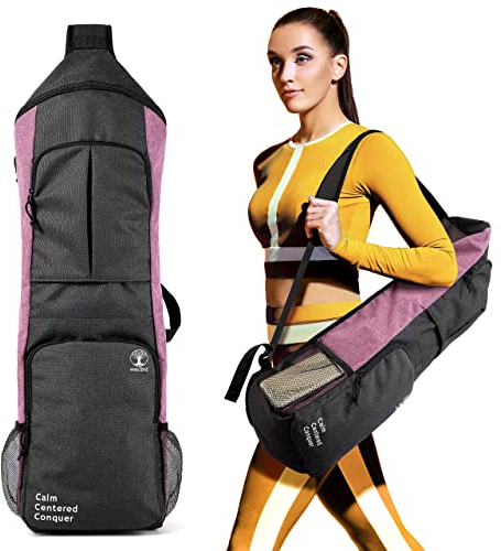 WARRIOR2 Yogamatten-Tasche, passend für 1,27 cm Dicke Matte, Turnbeutel mit Yogamattenhalter, große Taschen, Wasserflaschenhalter, Yogamatten-Rucksack für Damen, Herren, violett, L, Tasche für
