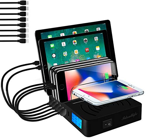 Organizador de estación de Carga USB de 8 Puertos para múltiples Dispositivos, Almohadilla de Carga Rápida Inalámbrica Compatible con teléfonos tabletas y Otros Dispositivos