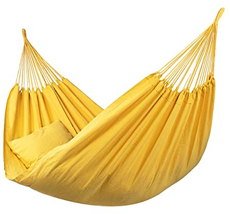 Tropilex Südamerikanische Hängematte Doppel | Handgefertigt | Fairtrade | 'Organic' Yellow | Flexibel & Belastbar | Perfekt für den Garten, Camping und auf Reisen geeignet
