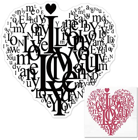 Love Heart Background Clear Stamps with Sentiment Words for Card Making and Paper Craft, Love You Words Clear Rubber Stamps for Card Making Decoration and DIY Scrapbooking