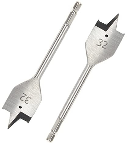 SagaSave 32MM High Speed Carbon Steel Paddle Flat Bit,Woodworking Spade Drill Bit for Wood,Soft & Hardwood,Gypsum Board,Clinker,Foam Box-1PCS Silver