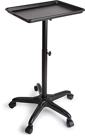 Salon Trolley Friseurwagen Höhenverstellbar Friseur Arbeitswagen, Friseurwagen Arbeitswagen Regal Tray Rollwagen für Friseur Kosmetikerin Beauty Salon Schwarz
