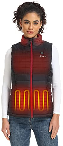 ORORO Women’s 4-Zone Heated Gilet, Lightweight Puffer Vest | Water & wind resistant, machine washable, offers up to 10 hours warmth, perfect for everyday winter comfort