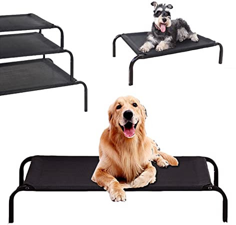 Dog Bed Elevated Cooling Pet Bed Raised Dog Bed Portable Dog Sofa Bed Pet Cot with Washable & Breathable Mesh, No-Slip Rubber Feet, Calming Dog Bed for Travel or Camping, 45 x 30 x 6 Inch - Large