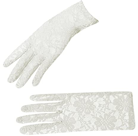 Amorar Braut Handschuhe Armstulpen, Paar Brauthandschuhe Spitzenhandschuhe Damen Sommer UV Sonnenschutz Handschuhe Sunproof Handschuhe für Hochzeit Party Abend Handschuhe,Beige